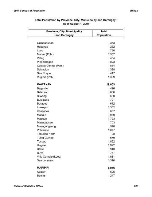 2007 CENSUS OF POPULATION - CHD-Davao Region