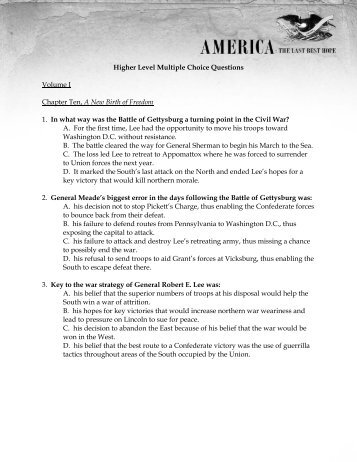 Chapter 10 Higher Level Multiple Choice Questions - Last Best Hope