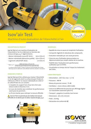 Une fiche produit isov'AIR Test - Isover