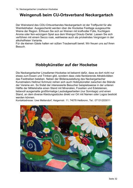 Hobbykünstler auf der Hocketse - Neckargartach Online