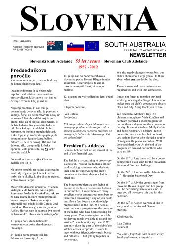 Slovenia South Australia newsletter winter/zima 2012 - Nr