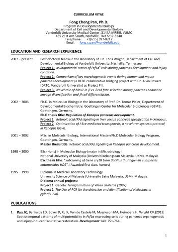 CURRICULUM VITAE - The Pancreapedia