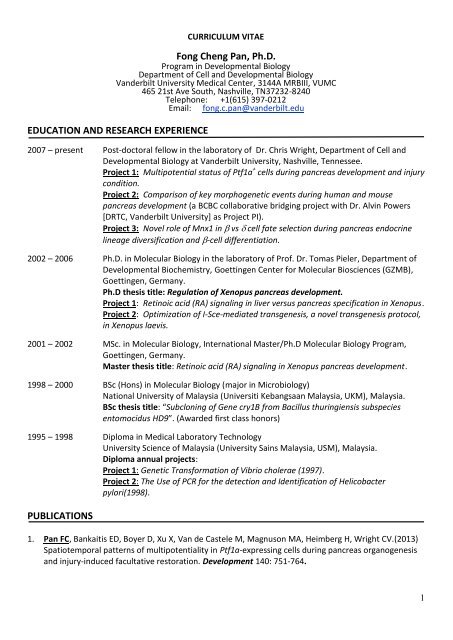 CURRICULUM VITAE - The Pancreapedia