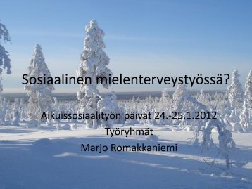 Sosiaalinen mielenterveystyössä? - Sosiaalikollega