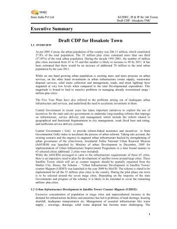 Executive Summary Draft CDP for Hosakote Town - kuidfc
