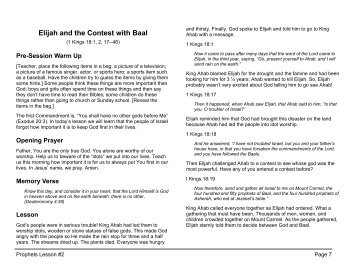 Lesson 2: Elijah and the Contest with Baal