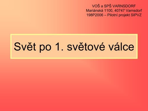 Svět po 1. světové válce