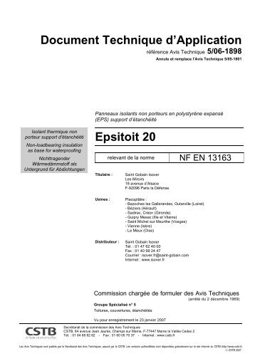 Document Technique d'Application Epsitoit 20 - CSTB