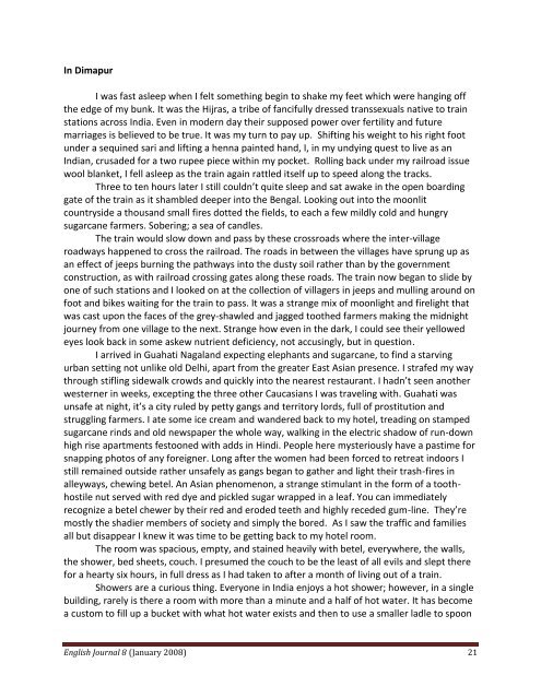 english journal 8 (1/08) the gunnery washington, connecticut