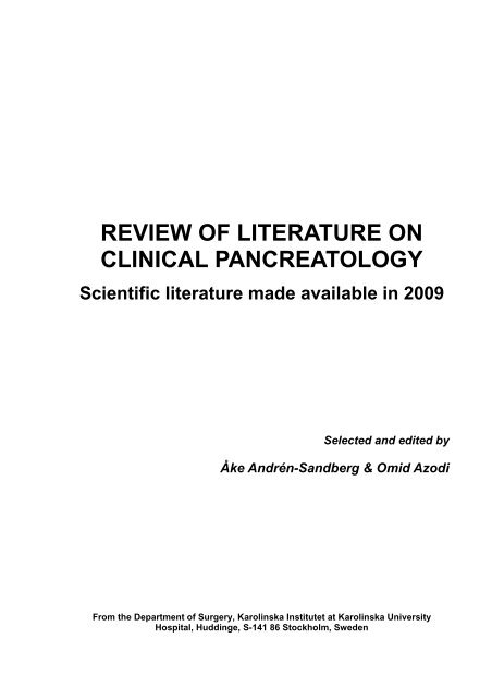 review of literature on clinical pancreatology - The Pancreapedia