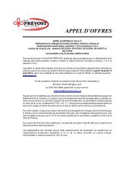 APPEL D'OFFRES - PrÃ©vost