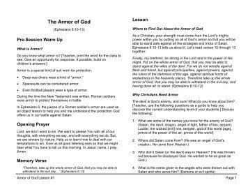 Lesson 1: The Armor of God