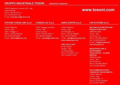 INDUSTRIAL PLANTS - Gruppo Industriale Tosoni