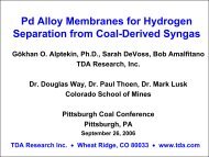 Pd Alloy Membranes for Hydrogen Separation from Coal-Derived ...