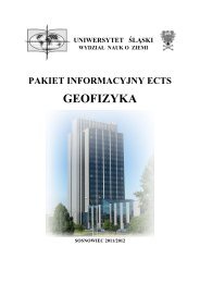 GEOFIZYKA - WydziaÅ Nauk o Ziemi Uniwersytetu ÅlÄskiego