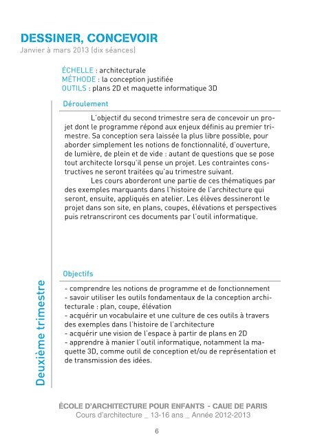 Programme pédagogique 2012-2013 / 13-16 ans - (CAUE75) Paris