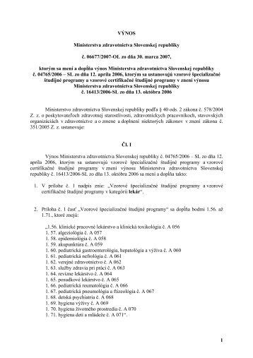 1 VÃNOS Ministerstva zdravotnÃ­ctva Slovenskej republiky Ä. 06677 ...