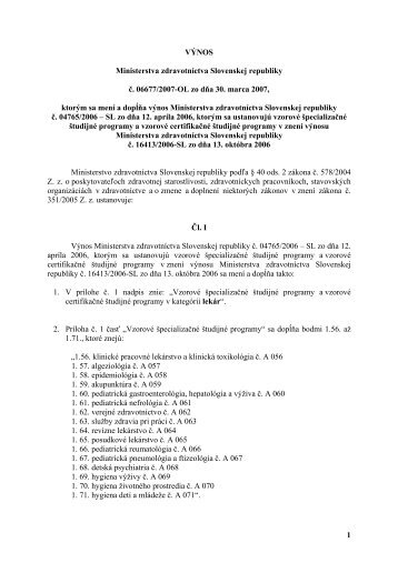 1 VÃNOS Ministerstva zdravotnÃ­ctva Slovenskej republiky Ä. 06677 ...