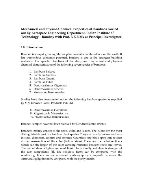 Characterisation of physical and mechanical properties of seven