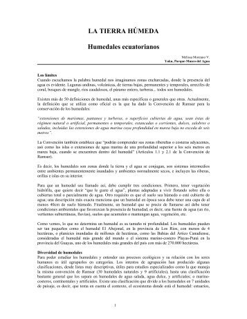 LA TIERRA HÃMEDA Humedales ecuatorianos - Mecanismo de ...