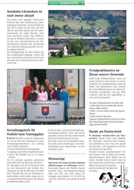 Liebe Übelbacher! - Marktgemeinde Übelbach