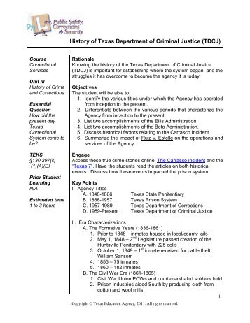 History of Texas Department of Criminal Justice (TDCJ) - Birdville ...
