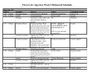 Week 5 Rehearsal Schedule - WBHS Theatre Arts Program