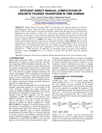 efficient direct manual computation of discrete fourier transform in ...