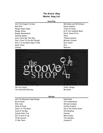 The Groove Shop Master Song List