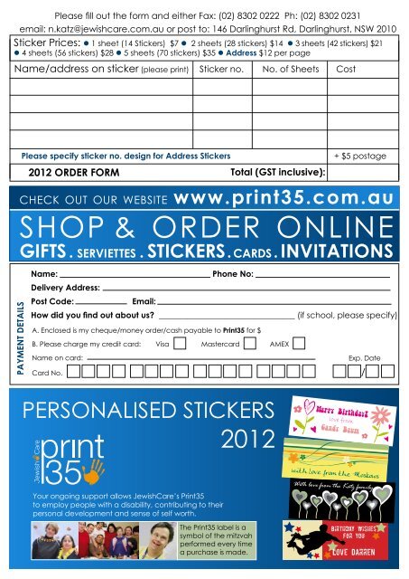 Sticker Order Form