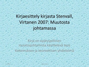 Kirjaesittely kirjasta Stenvall, Virtanen 2007 ... - Sosiaalikollega