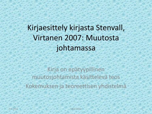 Kirjaesittely kirjasta Stenvall, Virtanen 2007 ... - Sosiaalikollega