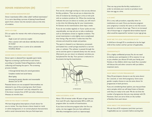 Donor sperm insemination brochure - Genesis Fertility Centre