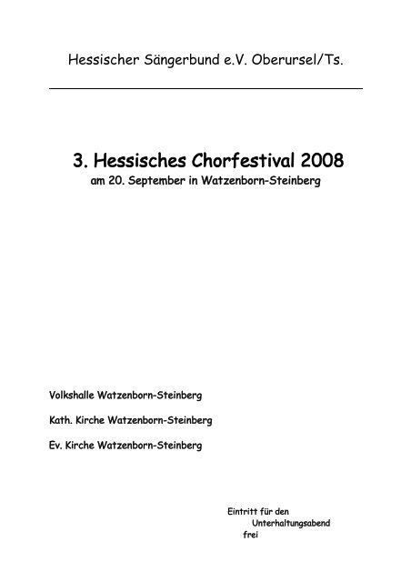 3. Hessisches Chorfestival 2008 - Hessischer Sängerbund