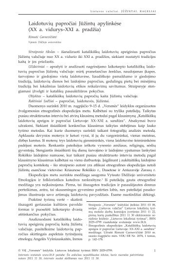 LaidotuviÅ³ paproÄiai JÅ«Å¾intÅ³ apylinkÄse (XX a. vidurysâXXI a. pradÅ¾ia)