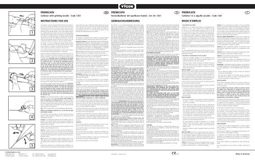Premicath Instructions For Use - Vygon (UK)
