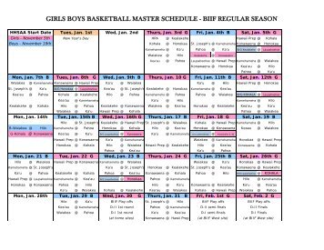 girls boys basketball master schedule - biif ... - St. Joseph School
