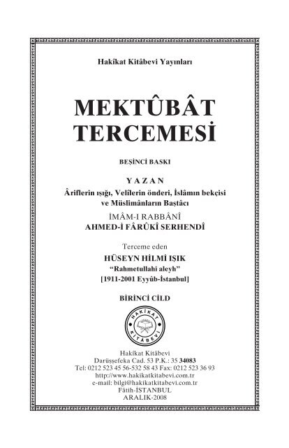 MEKTÛBÂT TERCEMESİ