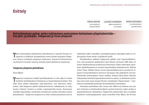 Esittely - Pelitutkimuksen vuosikirja