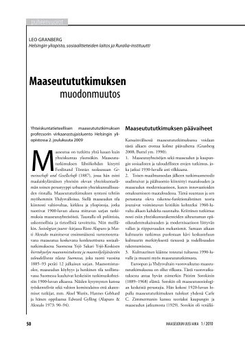 Maaseutututkimuksen muodonmuutos - Maaseudun uusi aika