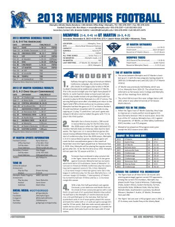 Memphis Game Notes - UTM Sports