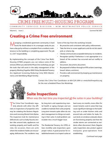 CRIME FREE MULTI-HOUSING PROGRAM - New Westminster Police