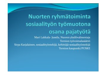 Nuorten aikuisten ryhmä sosiaalityön työmuotona - Sosiaalikollega