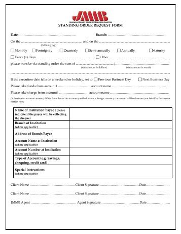 STANDING ORDER REQUEST FORM - Jmmb.com