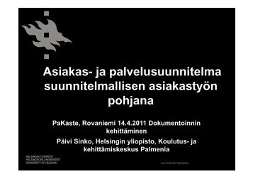 A i k j l l it l Asiakas- ja palvelusuunnitelma ... - Sosiaalikollega