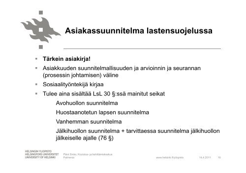 A i k j l l it l Asiakas- ja palvelusuunnitelma ... - Sosiaalikollega