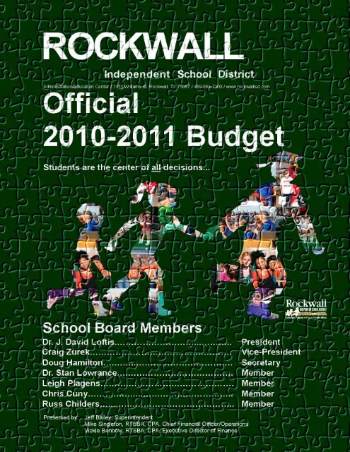 2011 final budget document rockwall isd