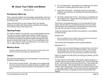 Lesson 6: Commandment #5. Honor Your Father and Mother