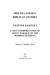 MISCELLANEOUS BIBLICAL STUDIES - Dr. Thomas F. McDaniel