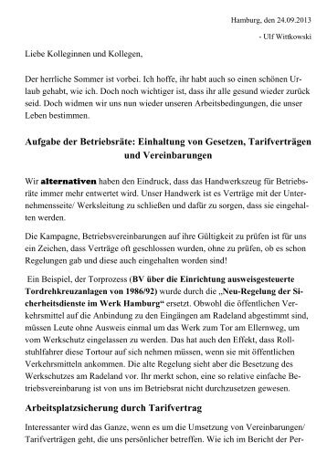 Rede Betriebsversammlung 24. September 2013 - Alternativedamm ...